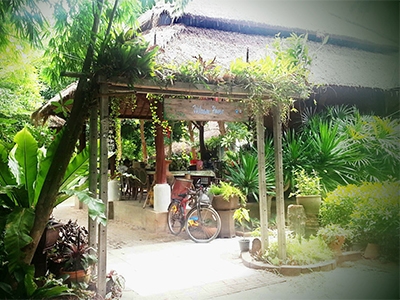 บ้านปลายน้ำ โฮมสเตย์ บ้านพักผ่อนที่อยู่ในสวนไม้ใบ บรรยากาศร่มรื่น มีครัวสำหรับทำอาหารเพื่อครอบครัว พร้อมเตาปิ้งย่าง
